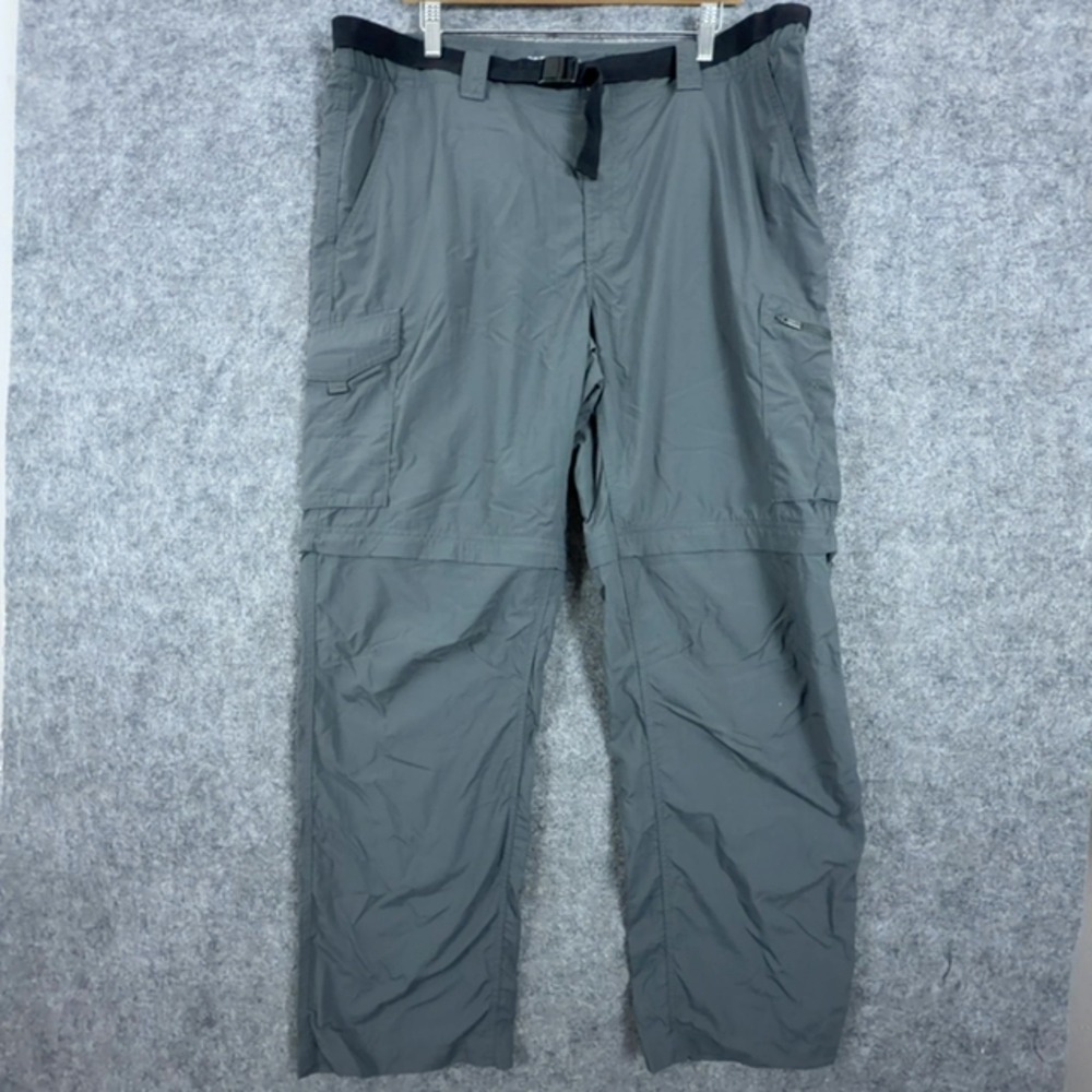 Columbia Omni Shade Convertible Hiking Cargo Pants Mens 40 Gray Sun Protection